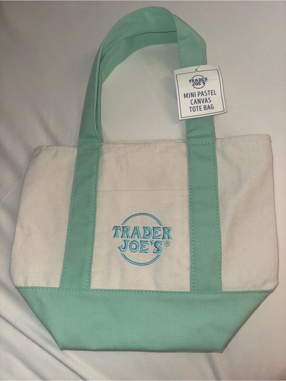 Trader Joe’s Limited Edition Mini Pastel Canvas Tote Bag - Mint Green